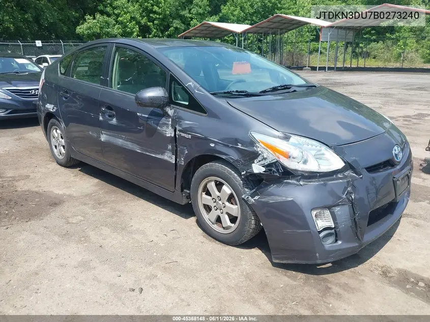 2011 Toyota Prius Three VIN: JTDKN3DU7B0273240 Lot: 45368148