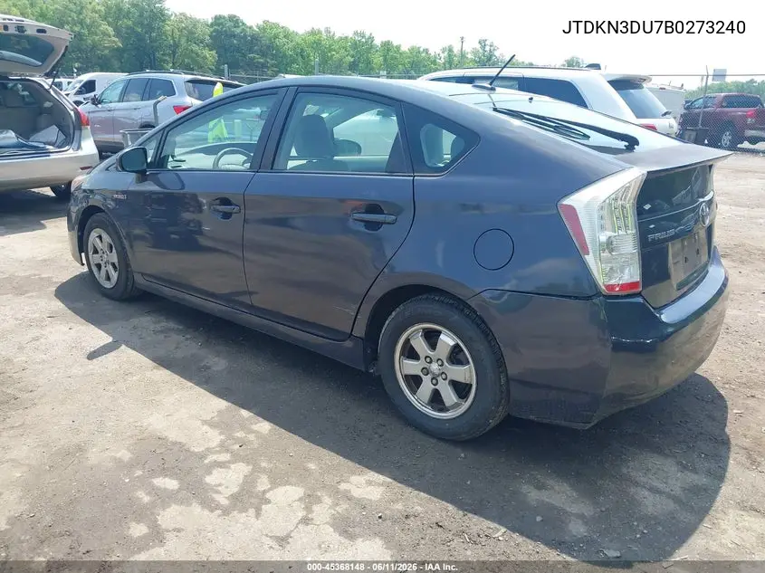 2011 Toyota Prius Three VIN: JTDKN3DU7B0273240 Lot: 45368148