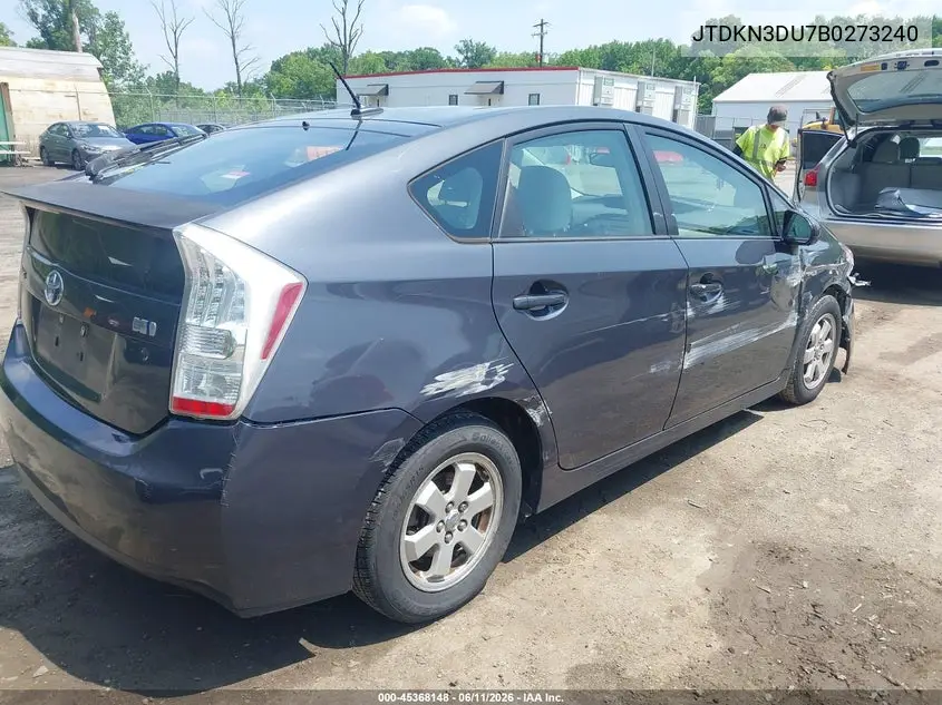 2011 Toyota Prius Three VIN: JTDKN3DU7B0273240 Lot: 45368148