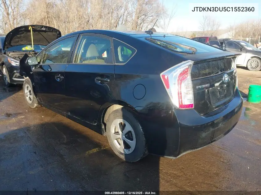 JTDKN3DU5C1552360 2012 Toyota Prius Three