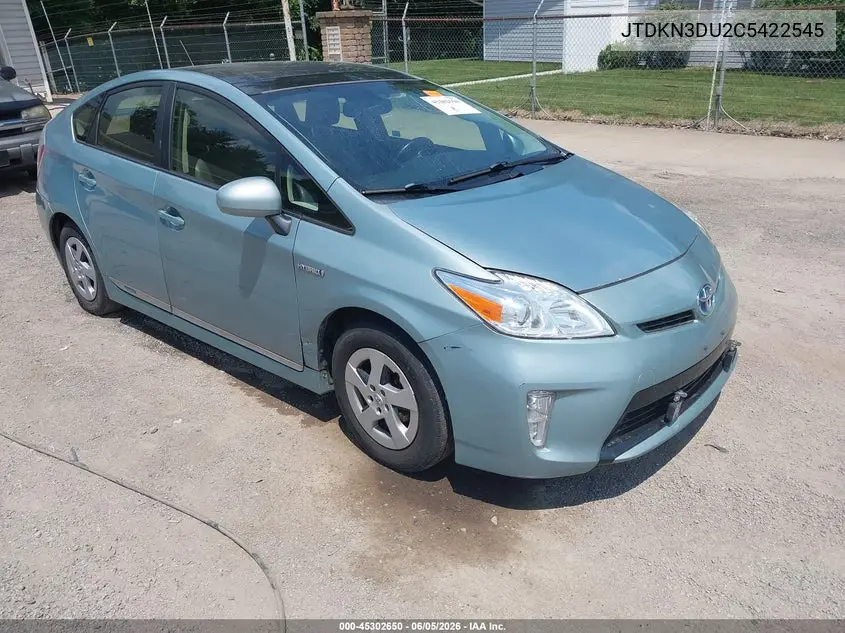 2012 Toyota Prius Four VIN: JTDKN3DU2C5422545 Lot: 45302650