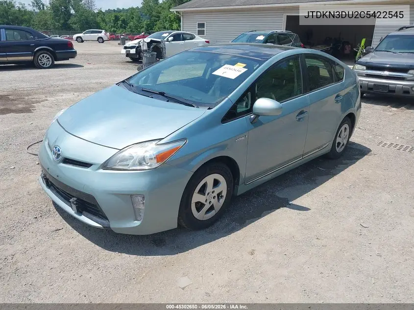 2012 Toyota Prius Four VIN: JTDKN3DU2C5422545 Lot: 45302650