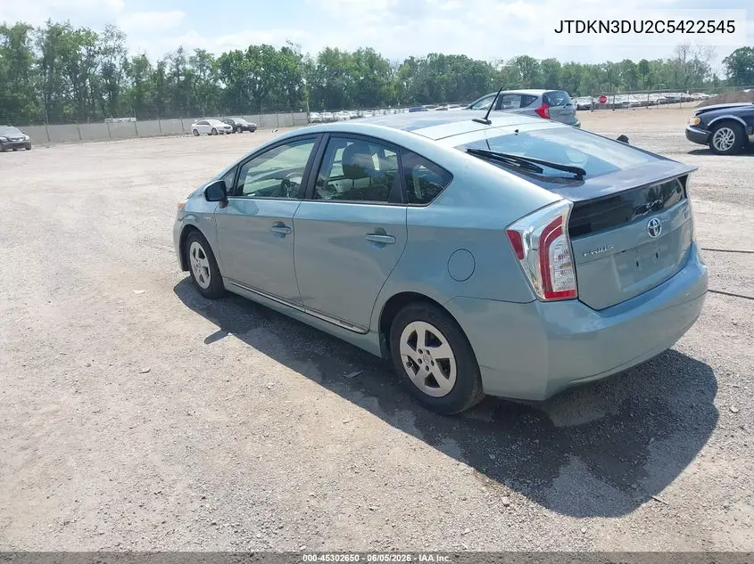 2012 Toyota Prius Four VIN: JTDKN3DU2C5422545 Lot: 45302650