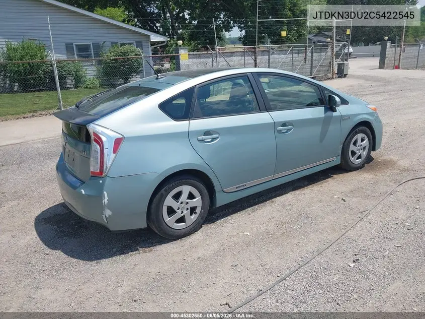 2012 Toyota Prius Four VIN: JTDKN3DU2C5422545 Lot: 45302650