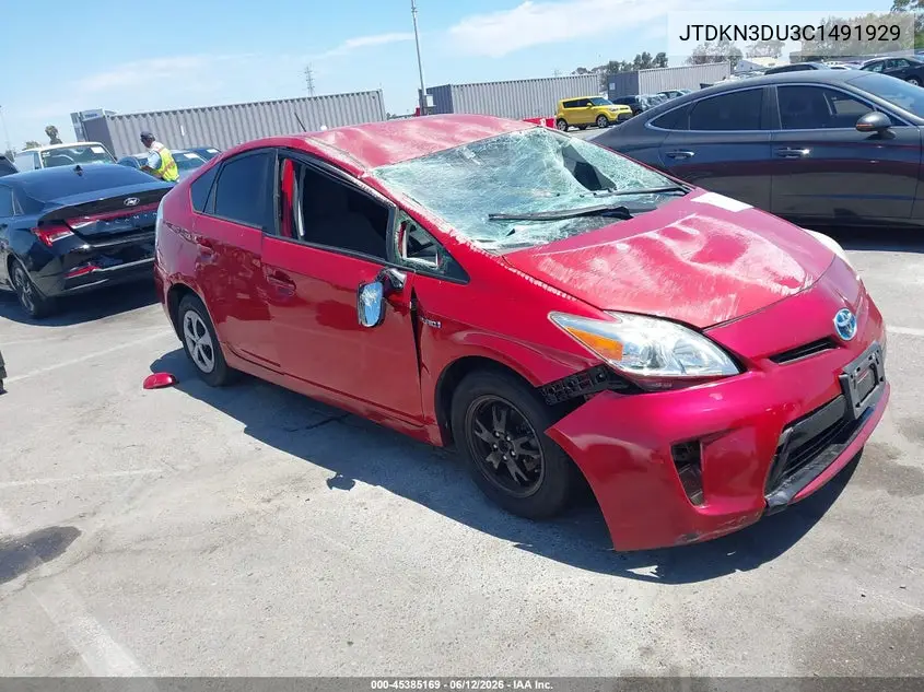 2012 Toyota Prius Two VIN: JTDKN3DU3C1491929 Lot: 45385169