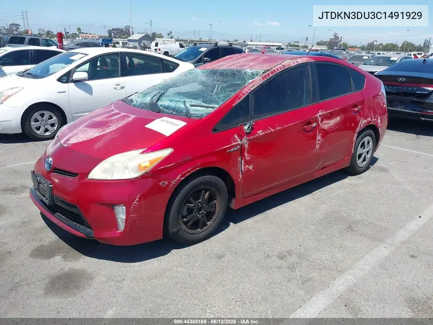 2012 Toyota Prius Two VIN: JTDKN3DU3C1491929 Lot: 45385169