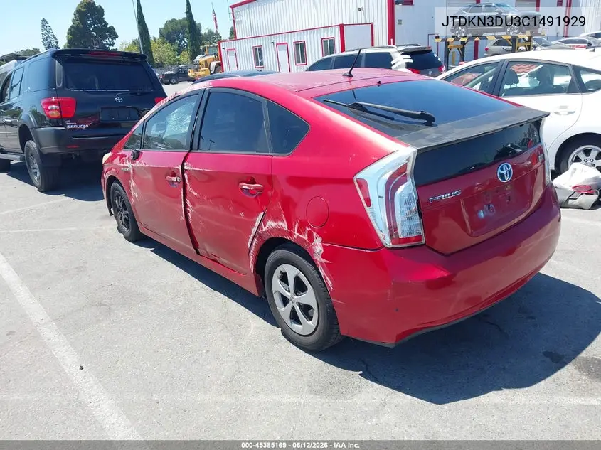 2012 Toyota Prius Two VIN: JTDKN3DU3C1491929 Lot: 45385169