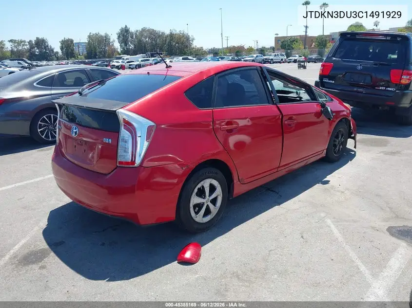2012 Toyota Prius Two VIN: JTDKN3DU3C1491929 Lot: 45385169
