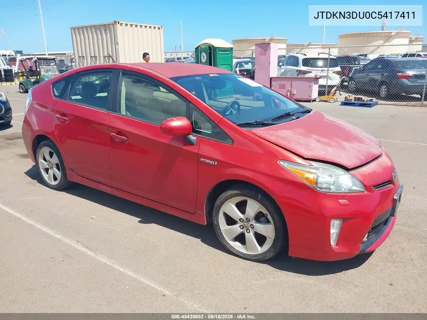 2012 Toyota Prius Five/Four/One/Three/Two VIN: JTDKN3DU0C5417411 Lot: 45438602