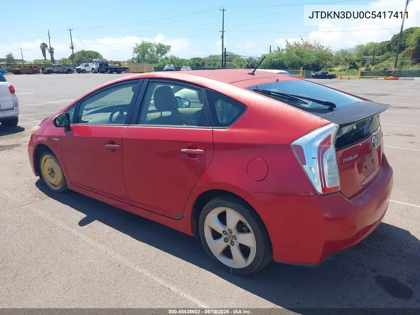 2012 Toyota Prius Five/Four/One/Three/Two VIN: JTDKN3DU0C5417411 Lot: 45438602