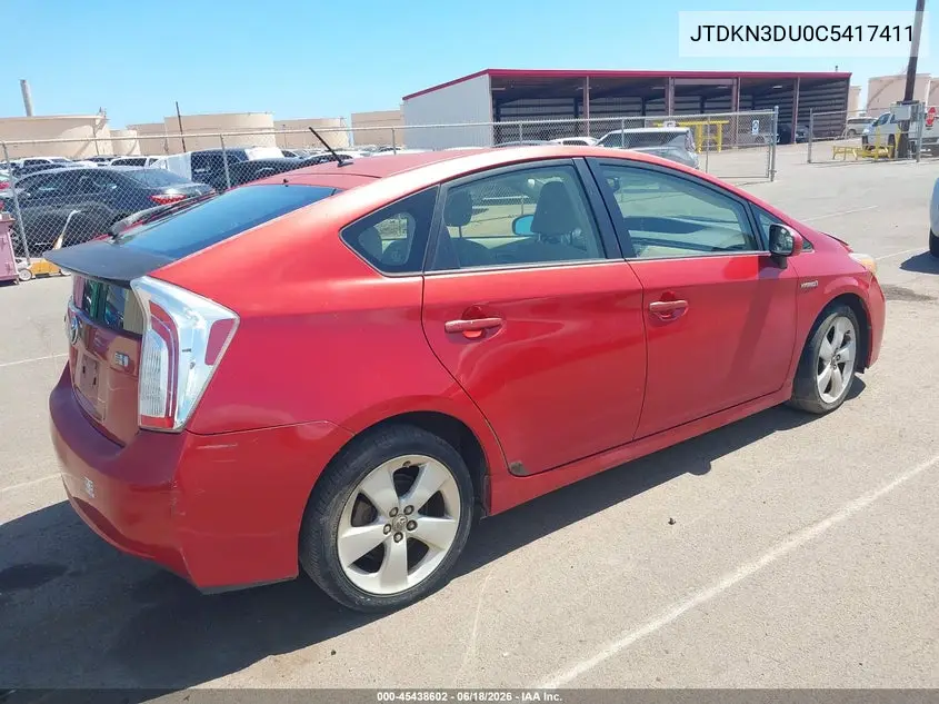 2012 Toyota Prius Five/Four/One/Three/Two VIN: JTDKN3DU0C5417411 Lot: 45438602