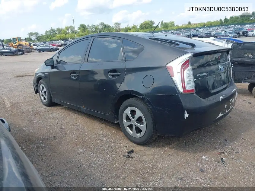 2012 Toyota Prius Two VIN: JTDKN3DU0C5380053 Lot: 45674200