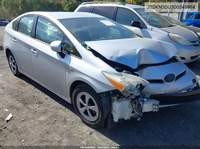 JTDKN3DU3D0345988 2013 Toyota Prius Two