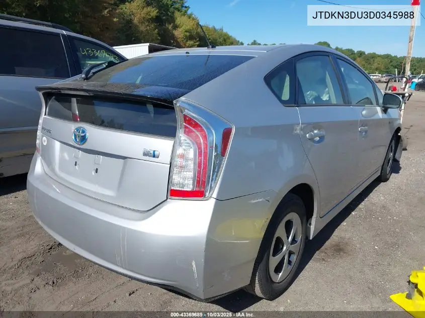 JTDKN3DU3D0345988 2013 Toyota Prius Two
