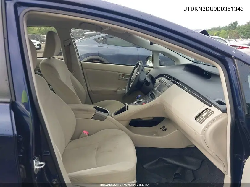 2013 Toyota Prius Two VIN: JTDKN3DU9D0351343 Lot: 45637590