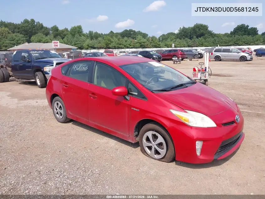 2013 Toyota Prius Three VIN: JTDKN3DU0D5681245 Lot: 45685565