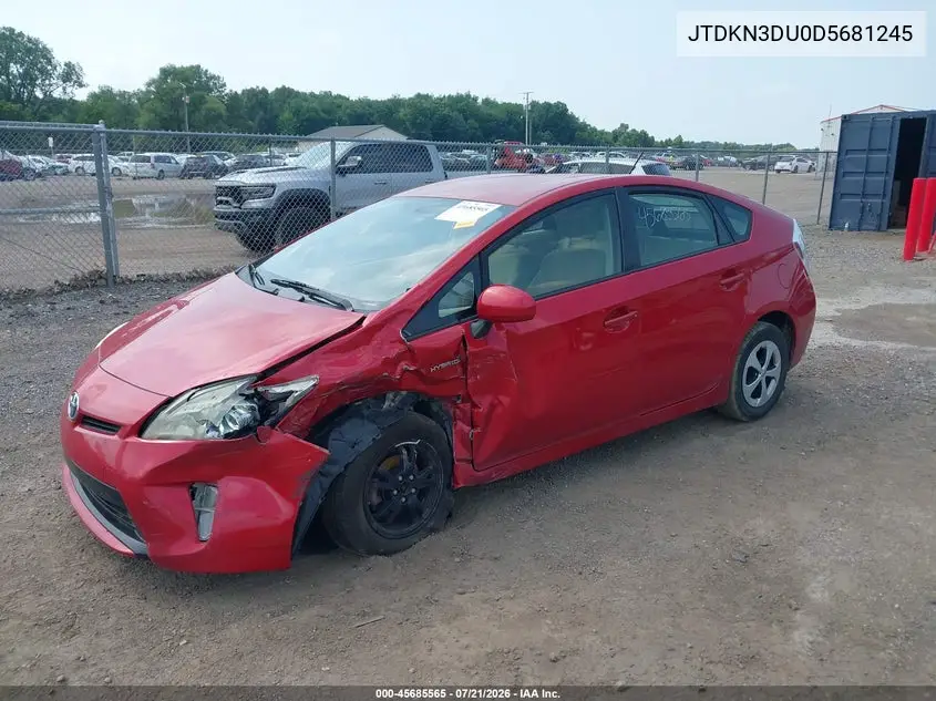 2013 Toyota Prius Three VIN: JTDKN3DU0D5681245 Lot: 45685565