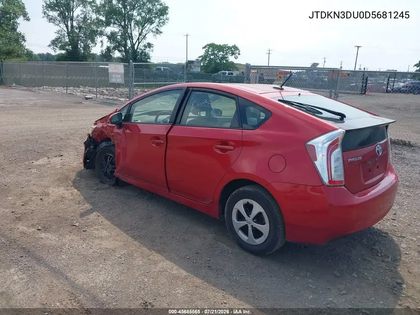 2013 Toyota Prius Three VIN: JTDKN3DU0D5681245 Lot: 45685565