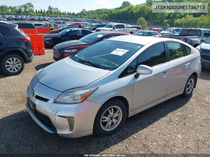 2014 Toyota Prius Two VIN: JTDKN3DU8E1736713 Lot: 45361403