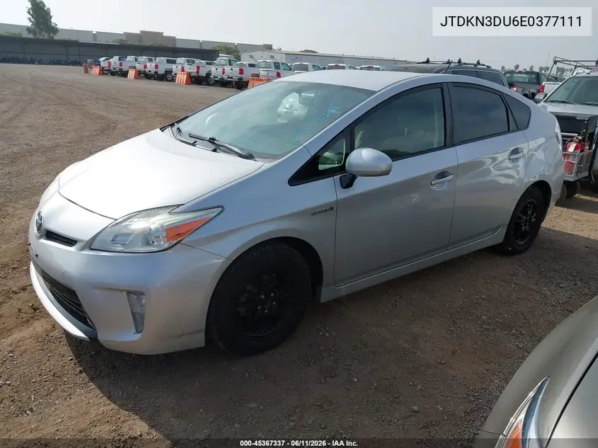 2014 Toyota Prius Three VIN: JTDKN3DU6E0377111 Lot: 45367337