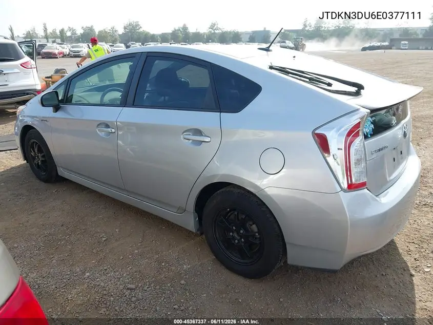 2014 Toyota Prius Three VIN: JTDKN3DU6E0377111 Lot: 45367337