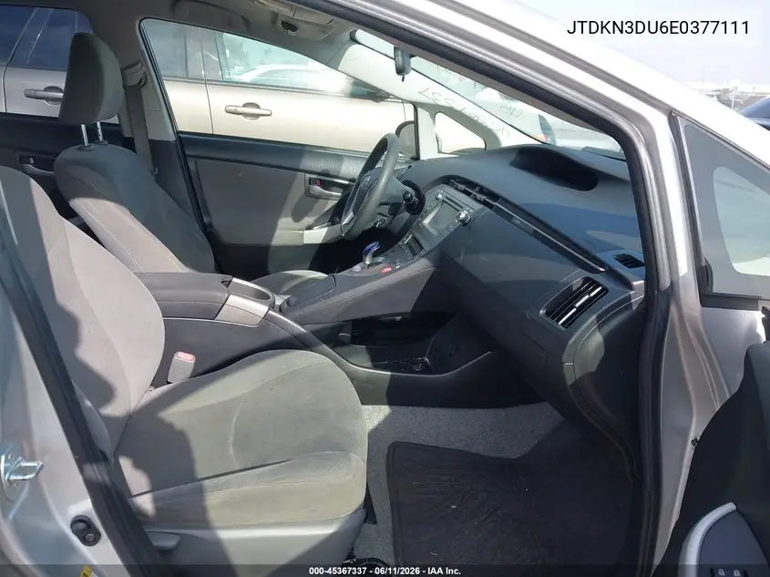 2014 Toyota Prius Three VIN: JTDKN3DU6E0377111 Lot: 45367337