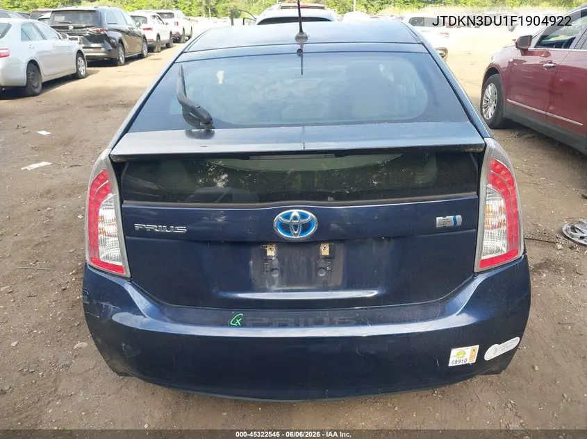 2015 Toyota Prius Three VIN: JTDKN3DU1F1904922 Lot: 45322546