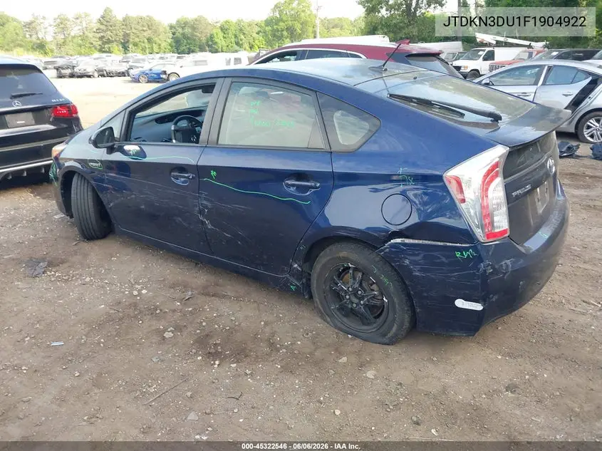 2015 Toyota Prius Three VIN: JTDKN3DU1F1904922 Lot: 45322546