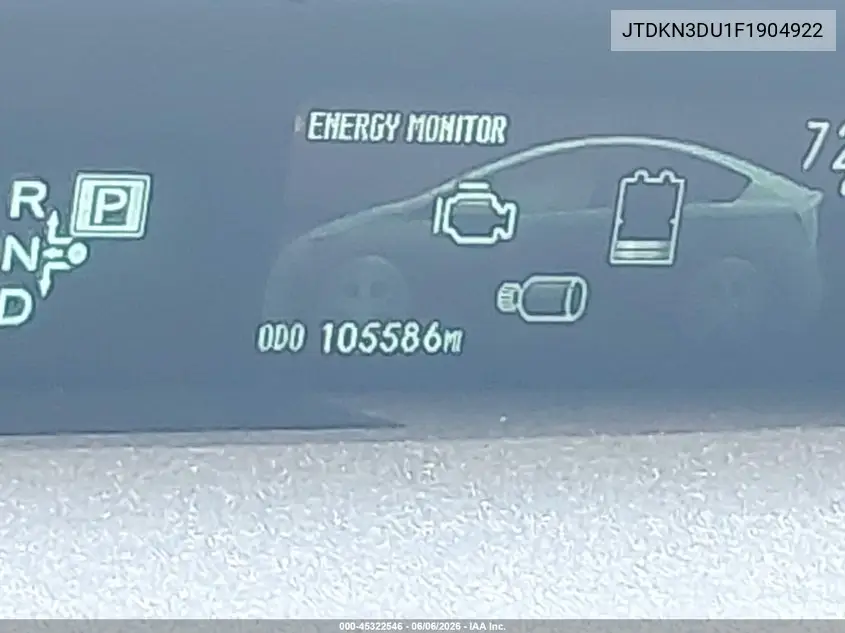 2015 Toyota Prius Three VIN: JTDKN3DU1F1904922 Lot: 45322546
