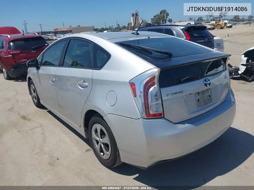 2015 Toyota Prius Three VIN: JTDKN3DU8F1914086 Lot: 45684487