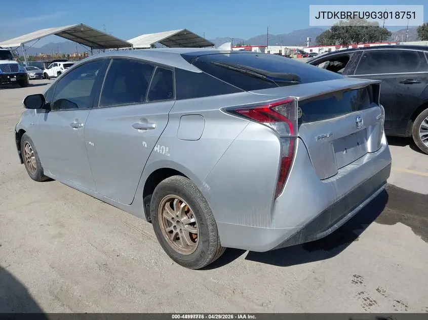 JTDKBRFU9G3018751 2016 Toyota Prius Two