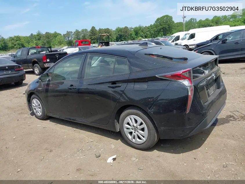 2016 Toyota Prius Two VIN: JTDKBRFU7G3502904 Lot: 45330093