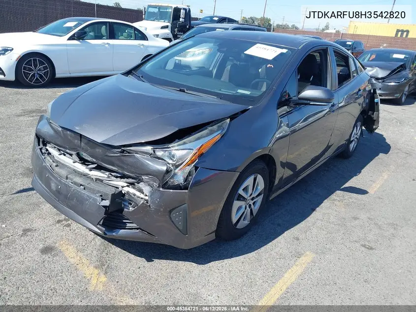 2017 Toyota Prius Three VIN: JTDKARFU8H3542820 Lot: 45384721