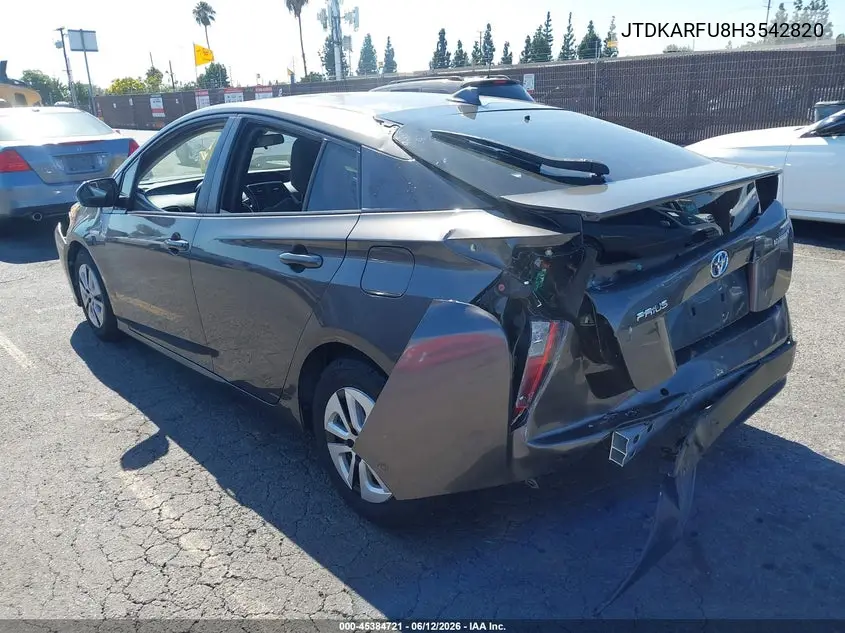 2017 Toyota Prius Three VIN: JTDKARFU8H3542820 Lot: 45384721