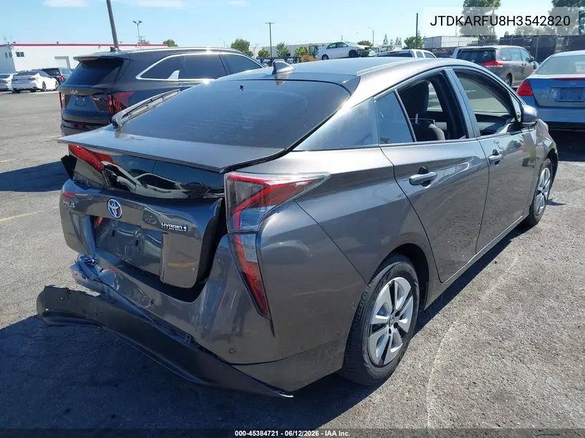 2017 Toyota Prius Three VIN: JTDKARFU8H3542820 Lot: 45384721