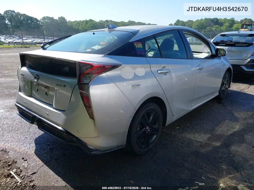 2017 Toyota Prius Three Touring VIN: JTDKARFU4H3542670 Lot: 45625933