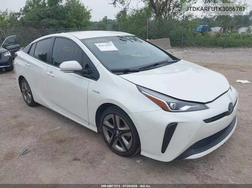 2019 Toyota Prius Limited VIN: JTDKARFU1K3086781 Lot: 45671213