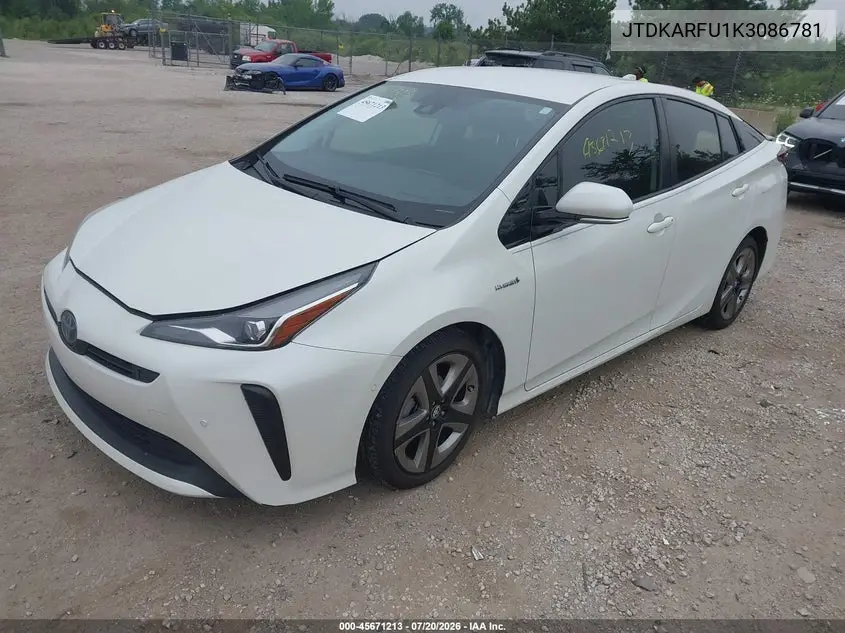 2019 Toyota Prius Limited VIN: JTDKARFU1K3086781 Lot: 45671213