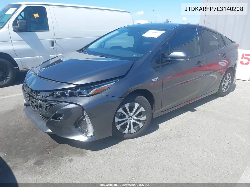 2020 Toyota Prius Prime Xle VIN: JTDKARFP7L3140208 Lot: 45386845