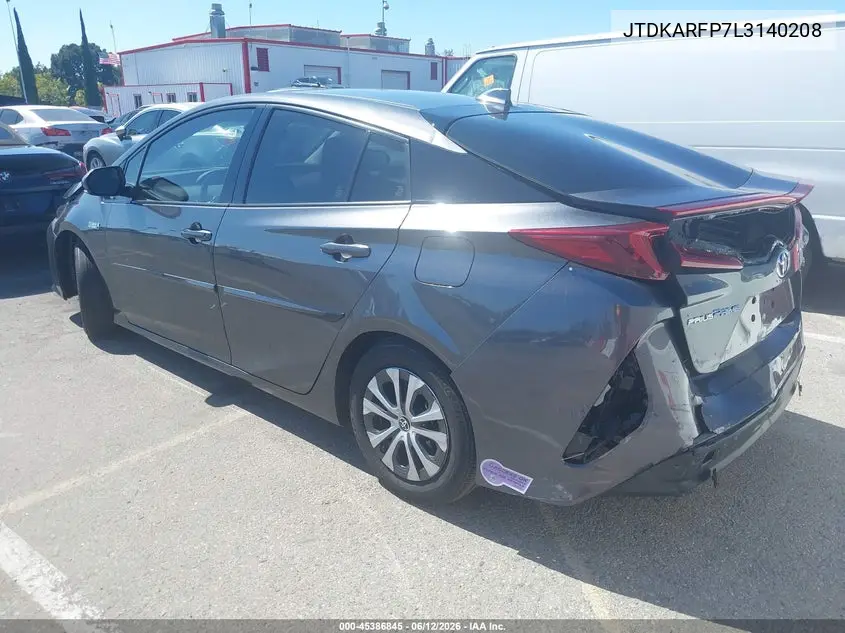 2020 Toyota Prius Prime Xle VIN: JTDKARFP7L3140208 Lot: 45386845