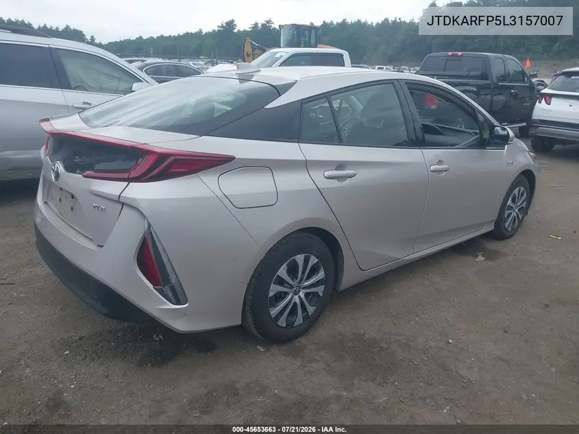 2020 Toyota Prius Prime Xle VIN: JTDKARFP5L3157007 Lot: 45653663