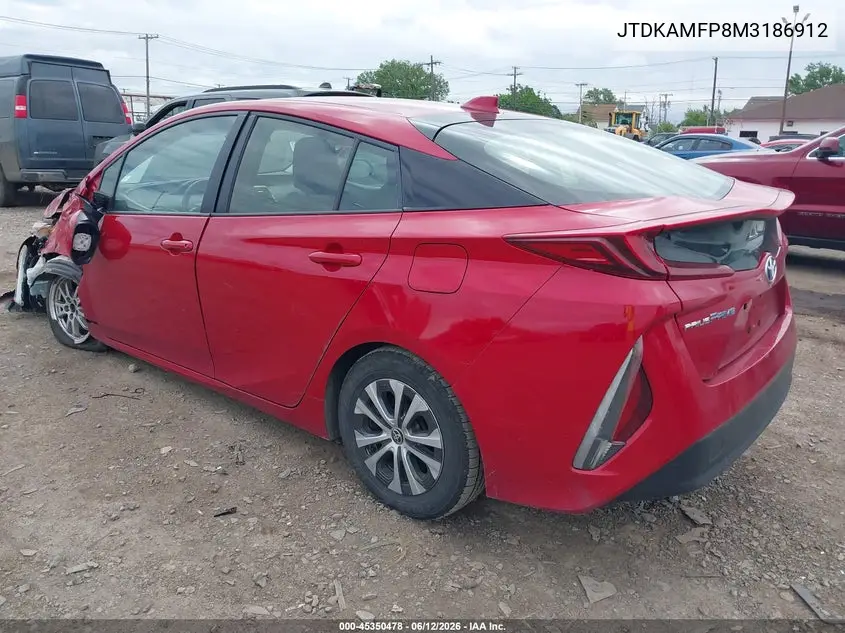 2021 Toyota Prius Prime Le VIN: JTDKAMFP8M3186912 Lot: 45350478