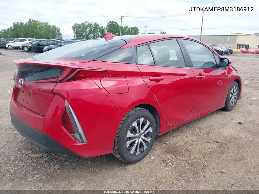 2021 Toyota Prius Prime Le VIN: JTDKAMFP8M3186912 Lot: 45350478