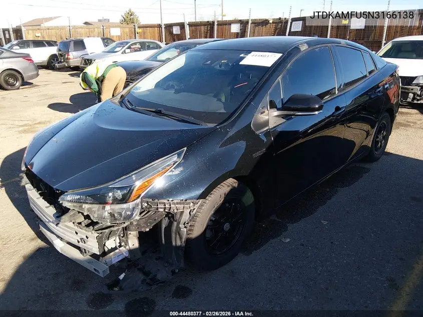 2022 Toyota Prius Nightshade Edition VIN: JTDKAMFU5N3166138 Lot: 44480377