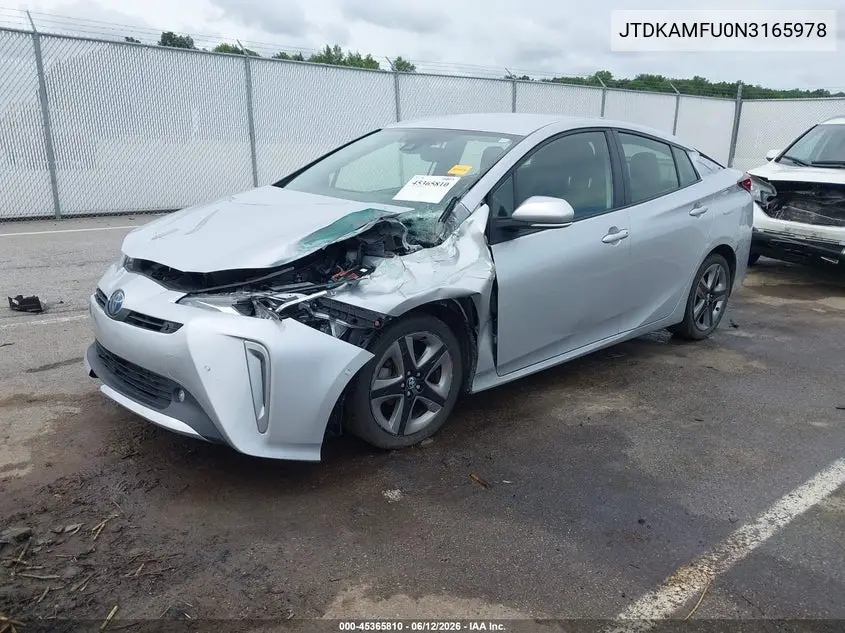 2022 Toyota Prius Xle VIN: JTDKAMFU0N3165978 Lot: 45365810
