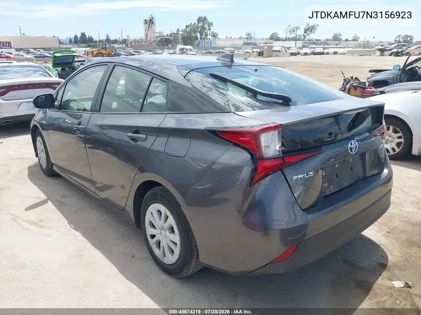 2022 Toyota Prius Le VIN: JTDKAMFU7N3156923 Lot: 45674219