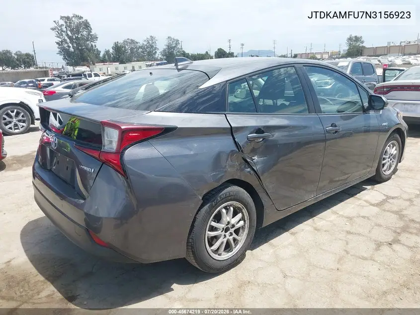 2022 Toyota Prius Le VIN: JTDKAMFU7N3156923 Lot: 45674219