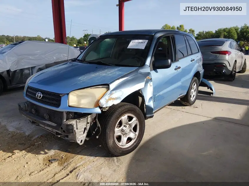2003 Toyota Rav4 VIN: JTEGH20V930084950 Lot: 45558465