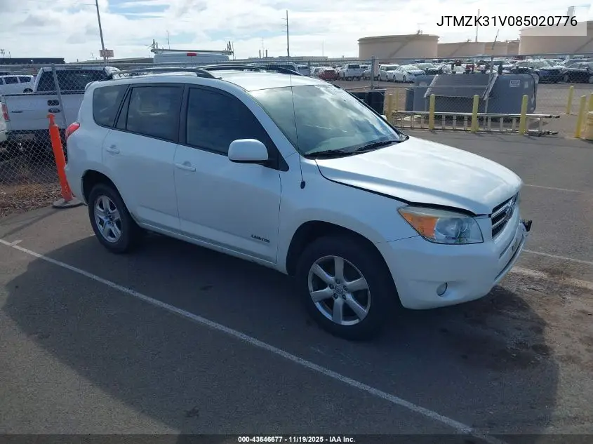 JTMZK31V085020776 2008 Toyota Rav4 Limited V6