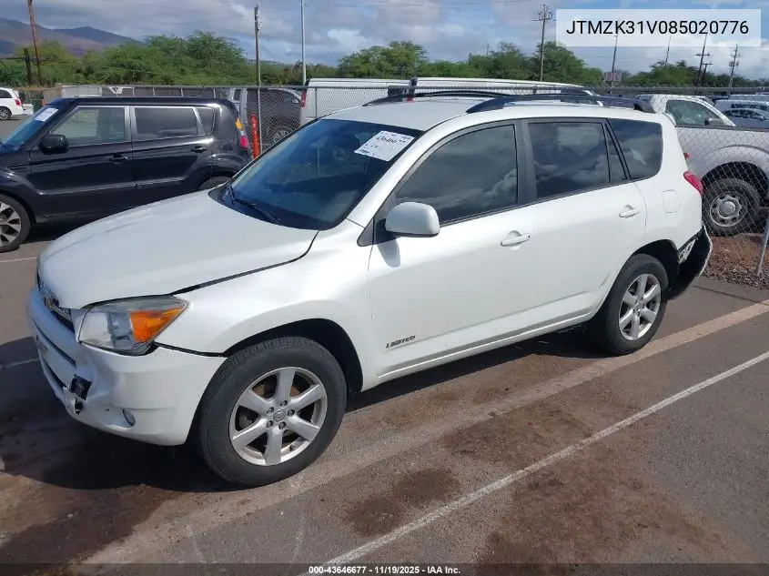 JTMZK31V085020776 2008 Toyota Rav4 Limited V6